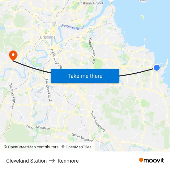 Cleveland Station to Kenmore map