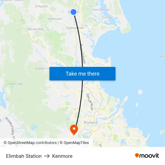 Elimbah Station to Kenmore map