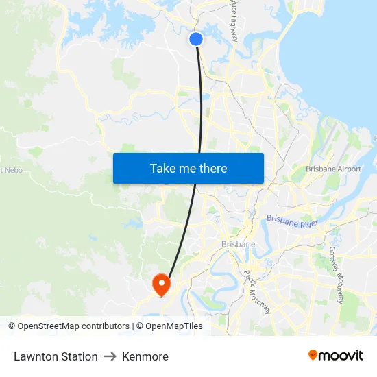 Lawnton Station to Kenmore map