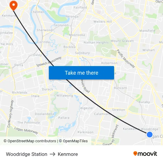 Woodridge Station to Kenmore map