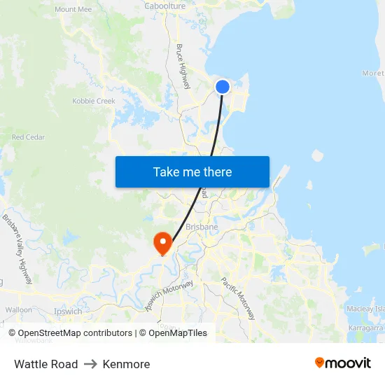Wattle Road to Kenmore map