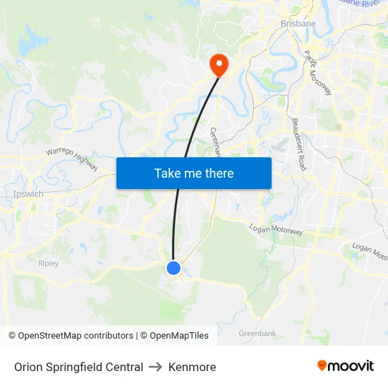 Orion Springfield Central to Kenmore map