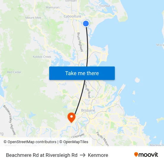 Beachmere Rd at Riversleigh Rd to Kenmore map
