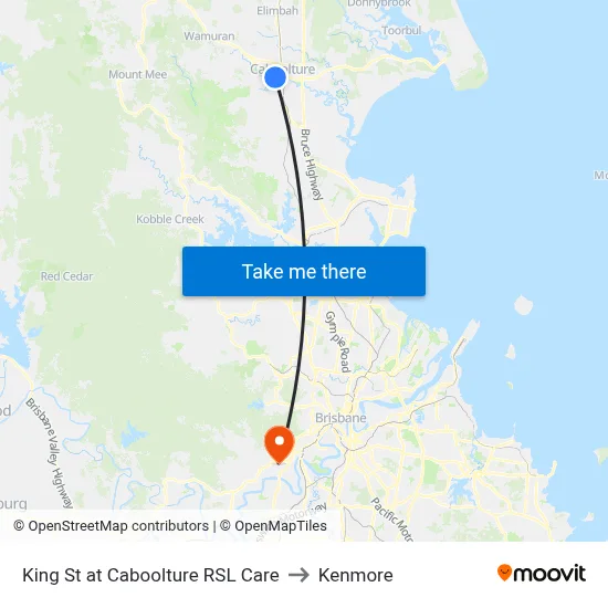 King St at Caboolture RSL Care to Kenmore map