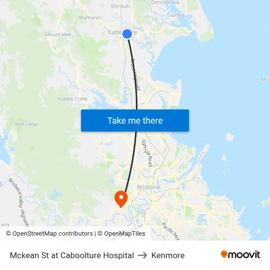 Mckean St at Caboolture Hospital to Kenmore map