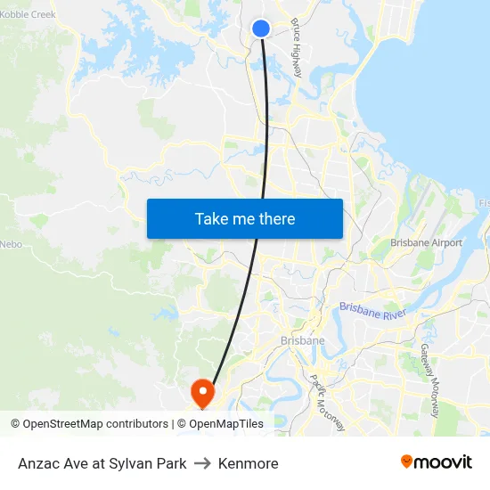 Anzac Ave at Sylvan Park to Kenmore map