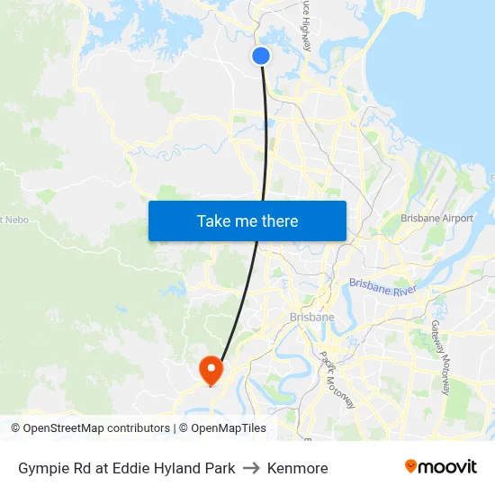 Gympie Rd at Eddie Hyland Park to Kenmore map