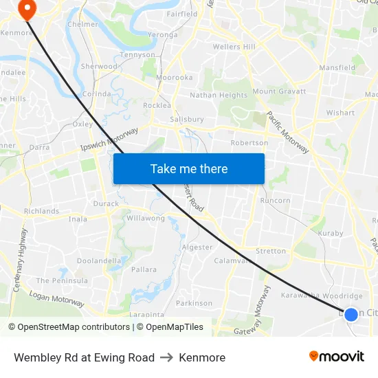 Wembley Rd at Ewing Road to Kenmore map