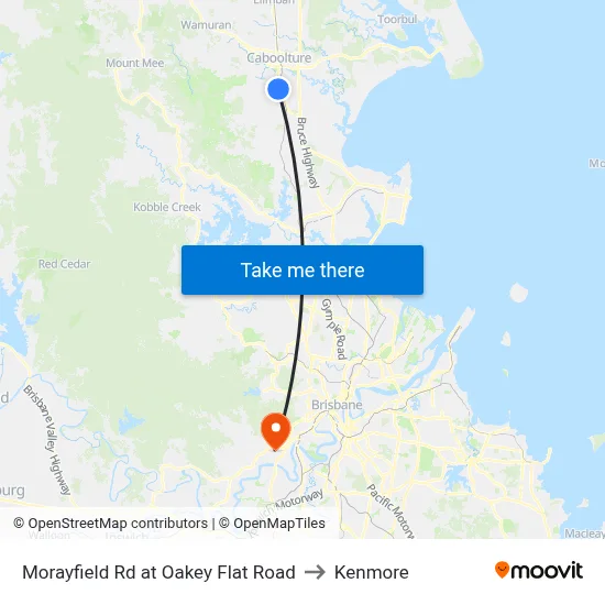 Morayfield Rd at Oakey Flat Road to Kenmore map