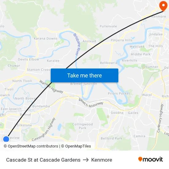 Cascade St at Cascade Gardens to Kenmore map
