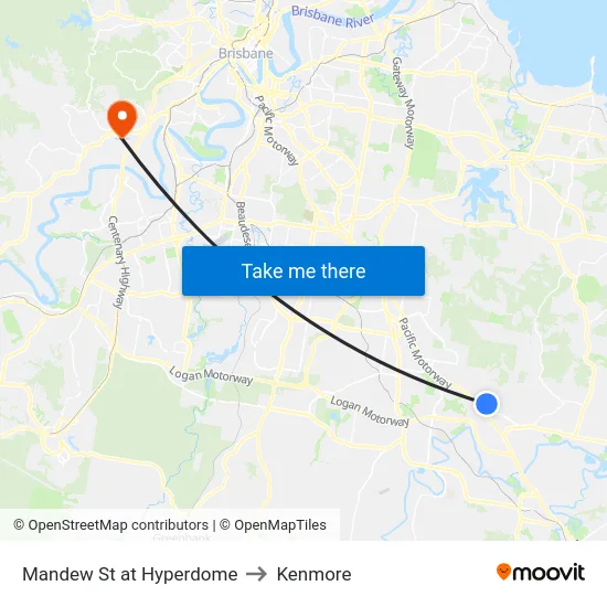 Mandew St at Hyperdome to Kenmore map