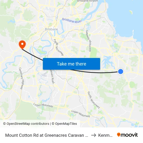 Mount Cotton Rd at Greenacres Caravan Park to Kenmore map