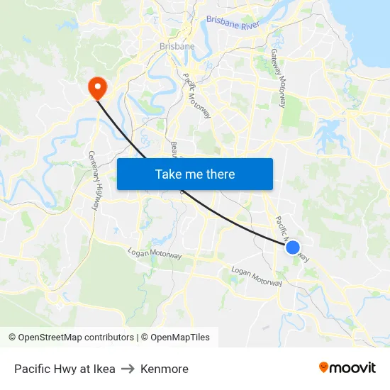 Pacific Hwy at Ikea to Kenmore map
