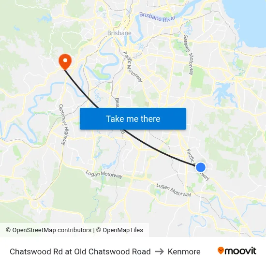Chatswood Rd at Old Chatswood Road to Kenmore map