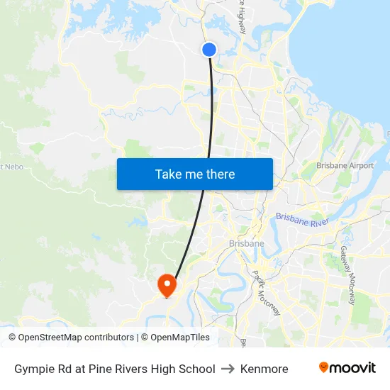 Gympie Rd at Pine Rivers High School to Kenmore map