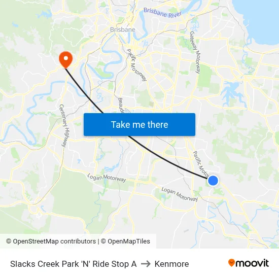 Slacks Creek Park 'N' Ride Stop A to Kenmore map