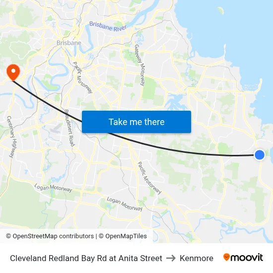 Cleveland Redland Bay Rd at Anita Street to Kenmore map