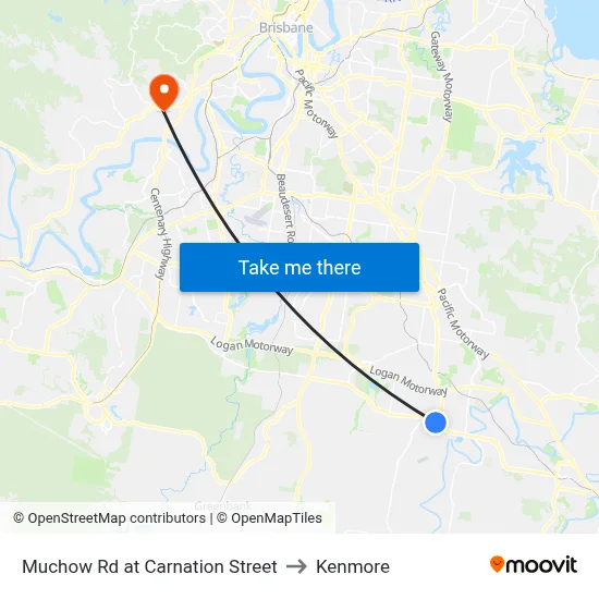 Muchow Rd at Carnation Street to Kenmore map