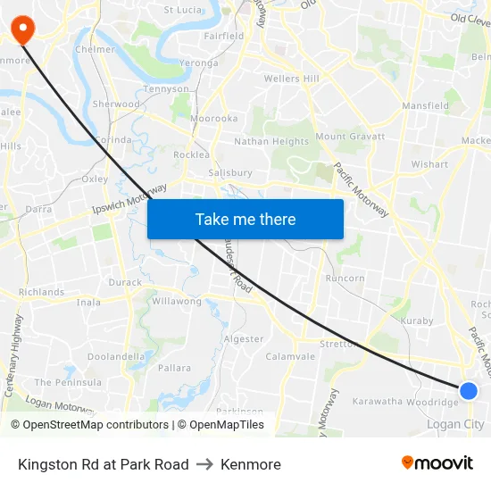 Kingston Rd at Park Road to Kenmore map