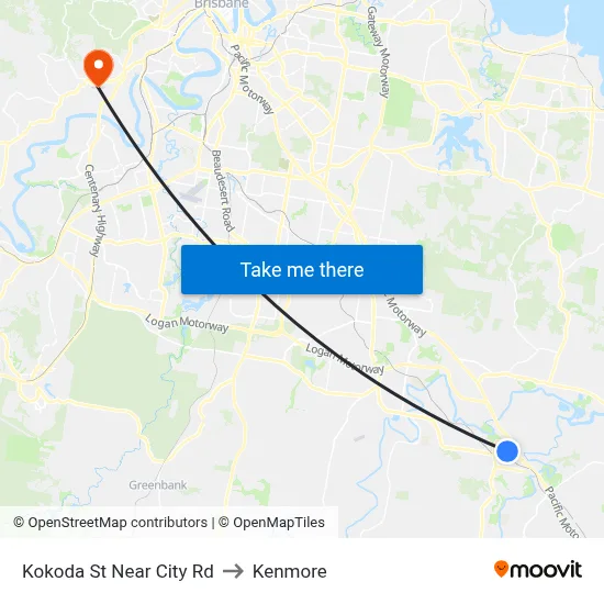 Kokoda St Near City Rd to Kenmore map