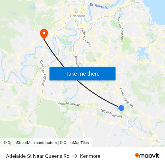 Adelaide St Near Queens Rd to Kenmore map