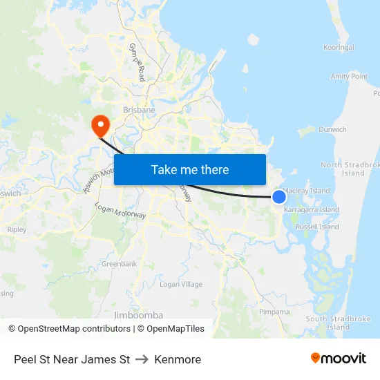 Peel St Near James St to Kenmore map