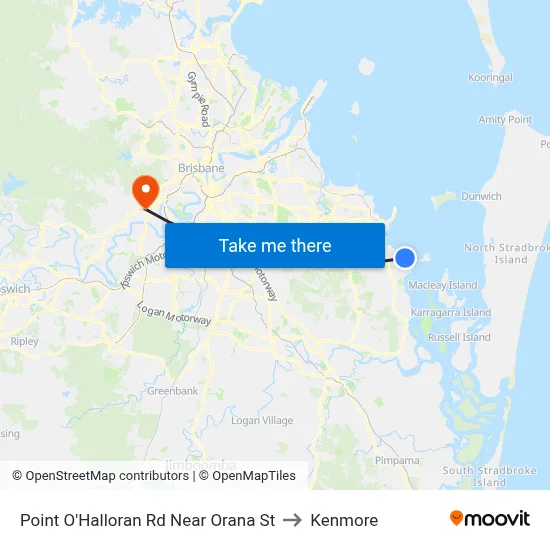 Point O'Halloran Rd Near Orana St to Kenmore map