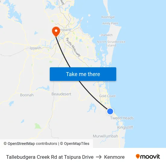 Tallebudgera Creek Rd at Tsipura Drive to Kenmore map