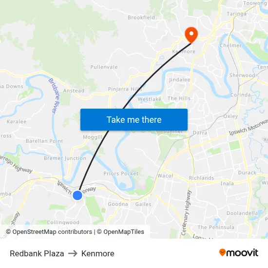 Redbank Plaza to Kenmore map
