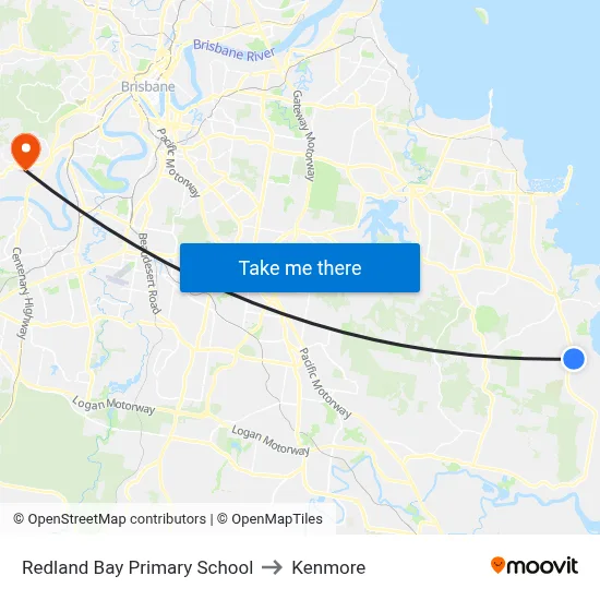 Redland Bay Primary School to Kenmore map
