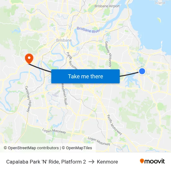 Capalaba Park 'N' Ride, Platform 2 to Kenmore map