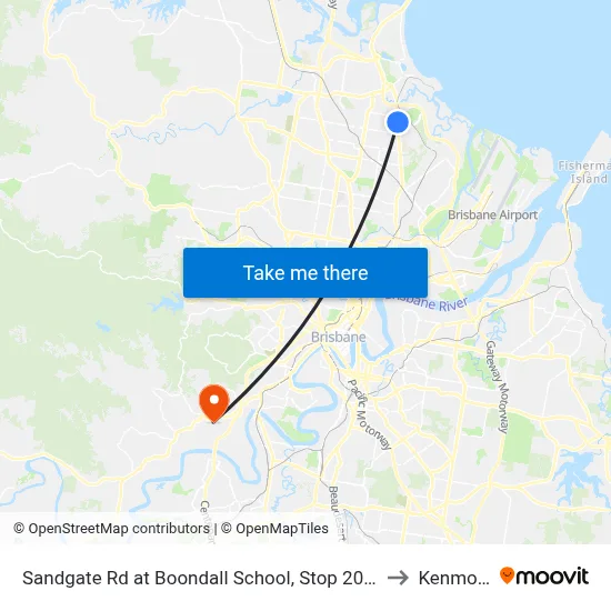 Sandgate Rd at Boondall School, Stop 20/21 to Kenmore map