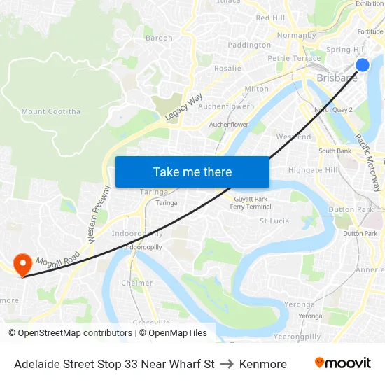 Adelaide Street Stop 33 Near Wharf St to Kenmore map