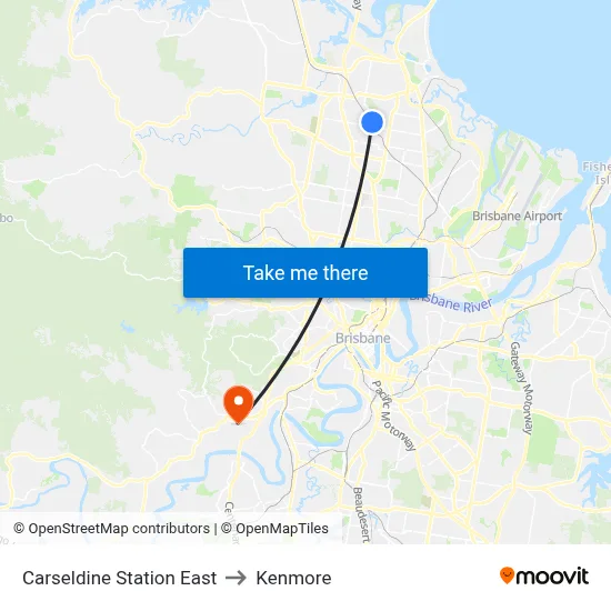 Carseldine Station East to Kenmore map