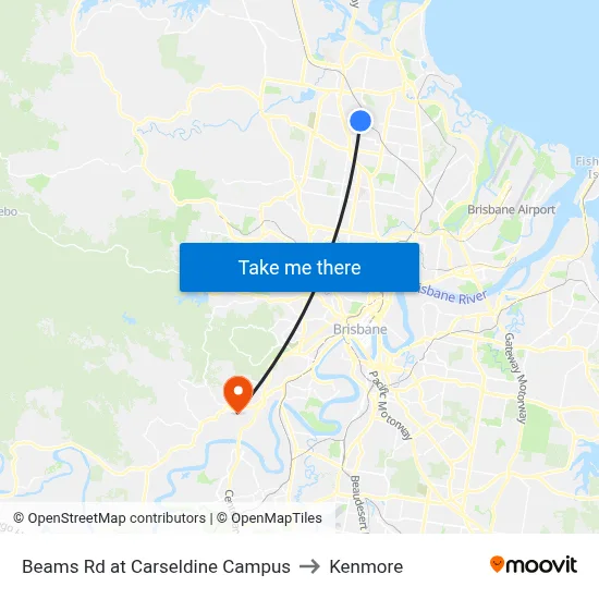 Beams Rd at Carseldine Campus to Kenmore map