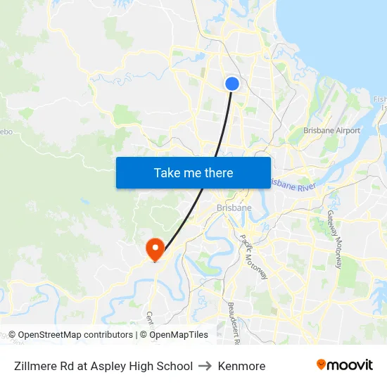 Zillmere Rd at Aspley High School to Kenmore map
