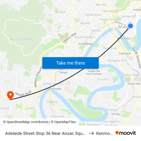 Adelaide Street Stop 36 Near Anzac Square to Kenmore map