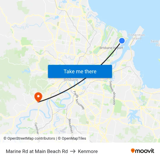 Marine Rd at Main Beach Rd to Kenmore map