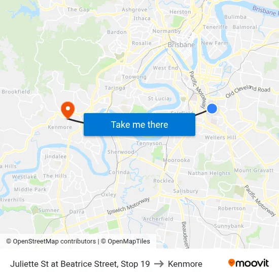 Juliette St at Beatrice Street, Stop 19 to Kenmore map