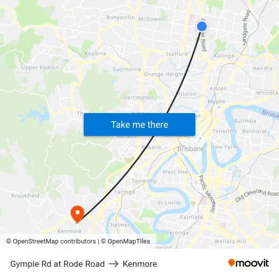 Gympie Rd at Rode Road to Kenmore map