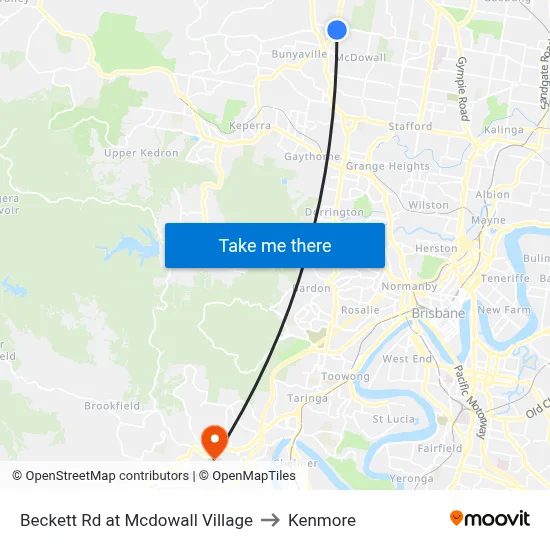 Beckett Rd at Mcdowall Village to Kenmore map