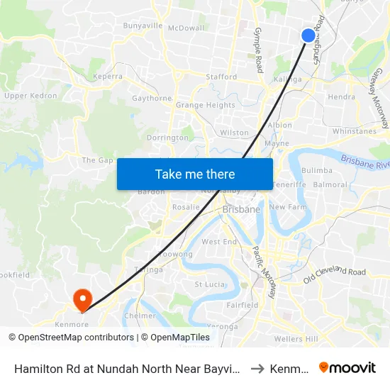 Hamilton Rd at Nundah North Near Bayview Tce to Kenmore map