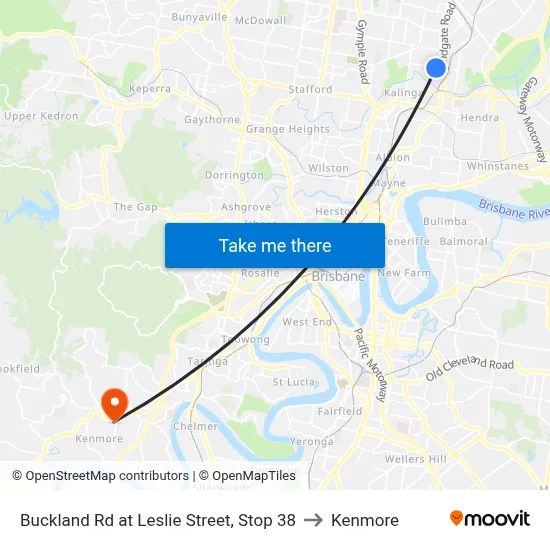 Buckland Rd at Leslie Street, Stop 38 to Kenmore map