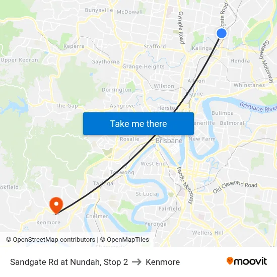 Sandgate Rd at Nundah, Stop 2 to Kenmore map