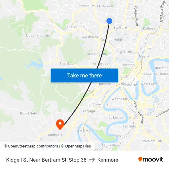 Kidgell St Near Bertram St, Stop 38 to Kenmore map