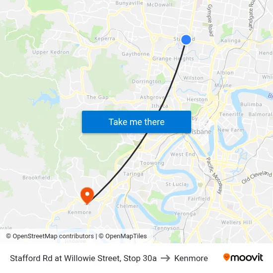 Stafford Rd at Willowie Street, Stop 30a to Kenmore map