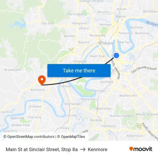 Main St at Sinclair Street, Stop 8a to Kenmore map