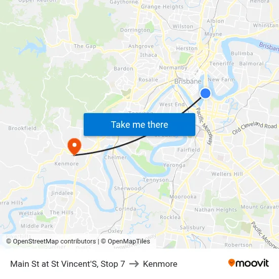 Main St at St Vincent'S, Stop 7 to Kenmore map