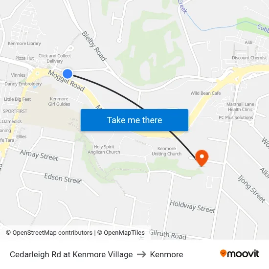 Cedarleigh Rd at Kenmore Village to Kenmore map