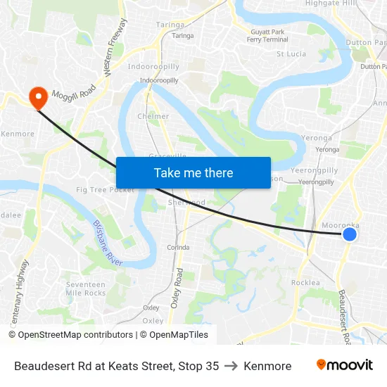Beaudesert Rd at Keats Street, Stop 35 to Kenmore map